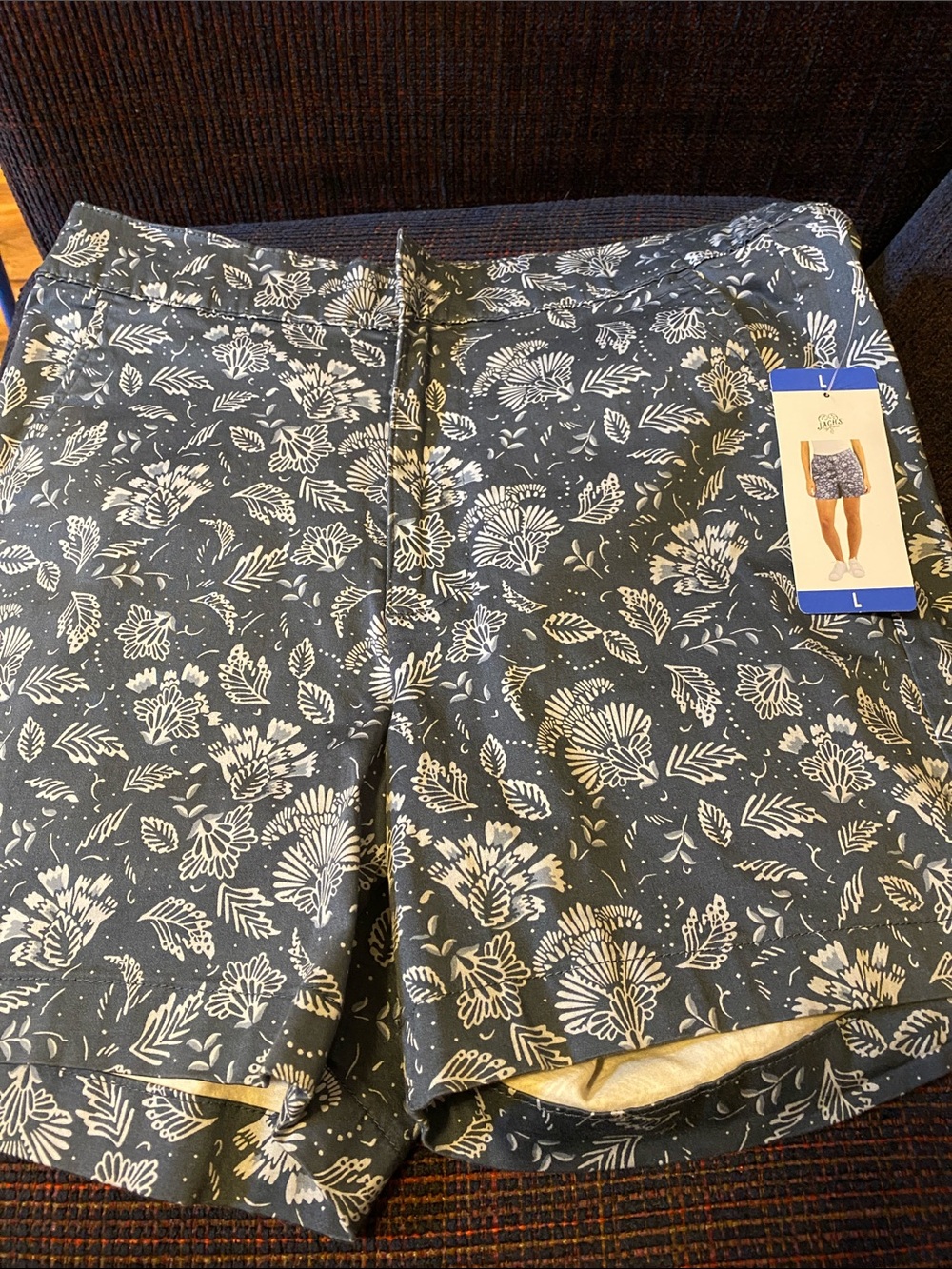 Jachs Floral Athletic Shorts - Gray with White Print